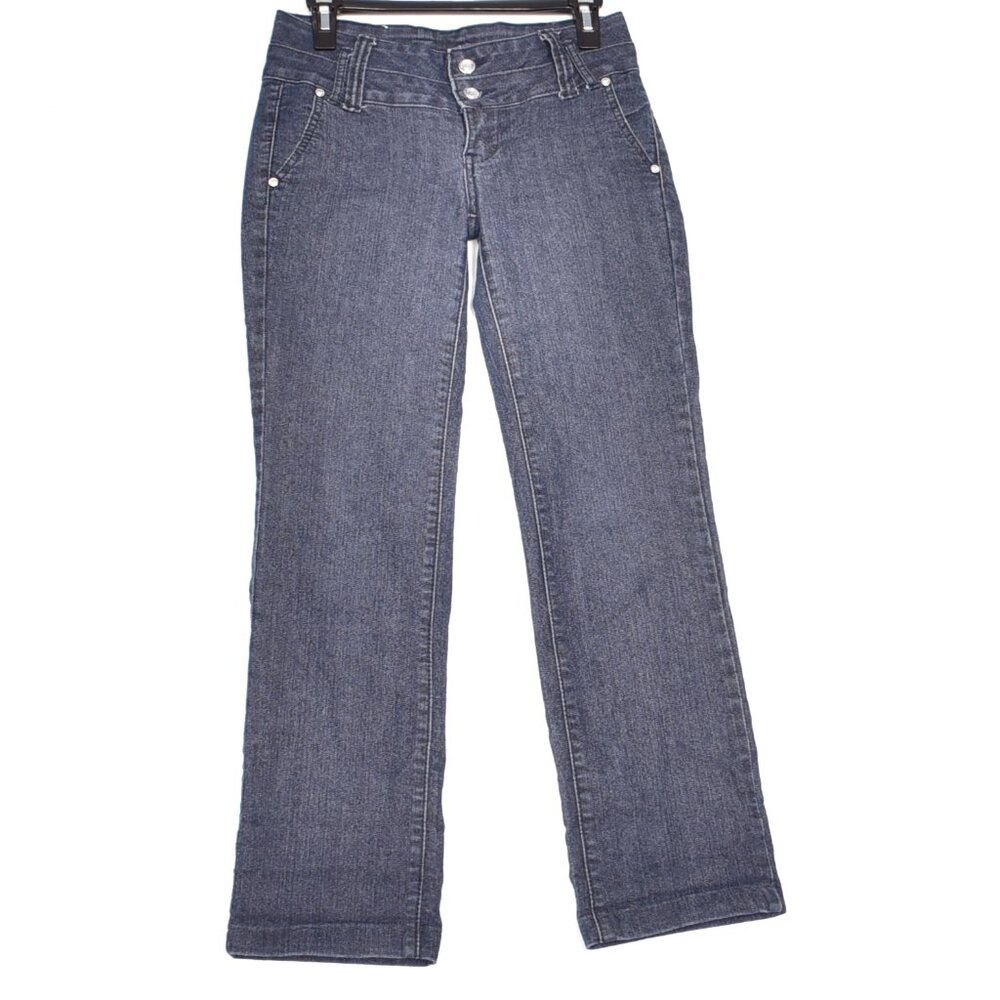 PASION Jeans Women's Blue Denim 2 Button Waist Mid Rise Size 3